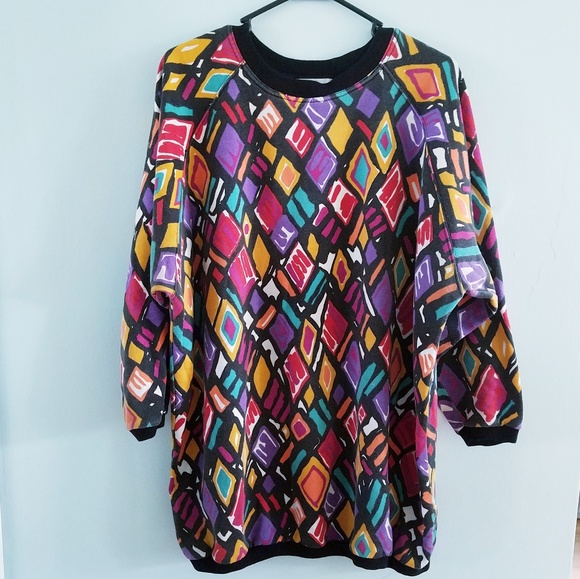 Vintage Tops - Vintage 90s Forelli geometric graphic sweatshirt